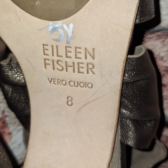 Eileen Fisher 'Mary' Twist Front Metallic Leather Wedge Pump - Bronze - Picture 12 of 16